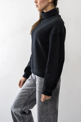 بافت یقه اسکی آستین بلند زنانه