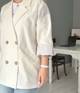 کت راه‌راه لینن