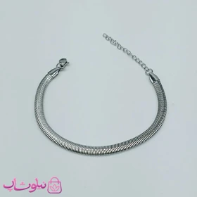 دستبند هرینگبون نقره ای رنگ مدل نرم عرض 5 میل کد 798