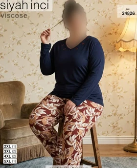 بلوز و شلوار بیگ سایز siyah inci کد 24826