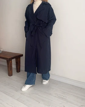 ترنچ کت Drop سرمه ای (قد بلند)