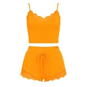 تاپ شورتک نخی کبریتی 2026 رنگ نارنجی برند آنیتا