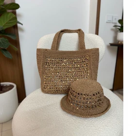 کیف و کلاه دست باف توری ،پولکی (کلاه)