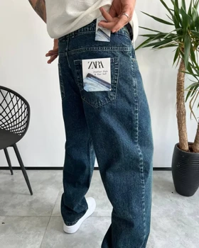 شلوار نیم بگ کثیفشور تیره Zara