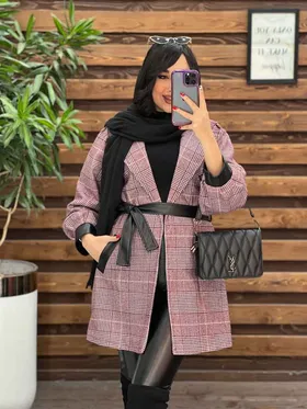 پالتو طرحدار سرآستین چرم