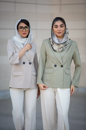 کت زنانه یقه بلیزر آستین 3ربع