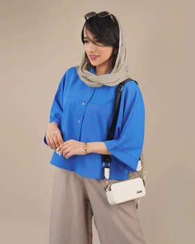 شومیز مودال آبی کد 30296