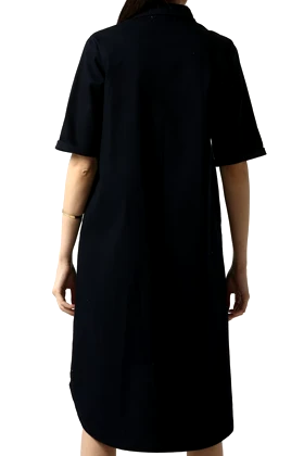 پیراهن فون آستین کوتاه جیب‌دار زنانه