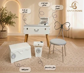 ست میز چرخ چمدانی دوژان طرح کرم راه طوسی