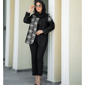 کت زنانه یقه گرد خرج کار پنج ضلعی
