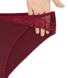 شورت زنانه اسلیپ نخ و دانتل Neev نیو کد 424 زرشکی Rose