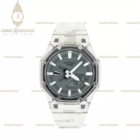 ساعت مچی کاسیو جی-شاک بند شیشه ای صفحه طوسی Casio G-SHOCK