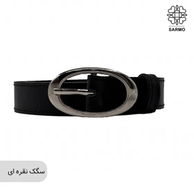 کمربند 2.5 سانت کلاسیک بیضی کد003 (سگک نقره ای)