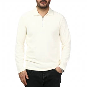 پولوشرت آستین بلند نیم زیپ مردانه سیزر مدل 1550452