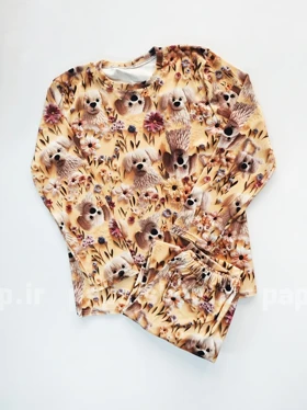 ست بلوز و شلوار مخمل طرح سگ و گل