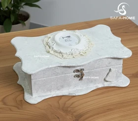 جعبه لوازم خیاطی طرح دوژان مدل پتینه طوسی