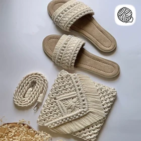 ست کیف و صندل زنانه مکرومه بافی مدل جاستینا