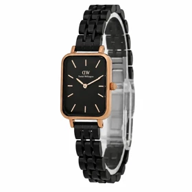 ساعت زنانه دنیل ولینگتون مستطیلی رزگلد مشکی مدل DW-8018-L