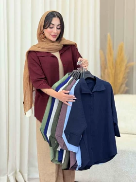 مانتو سر آستین دو دکمه روژین