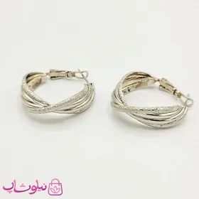 گوشواره حلقه‌ای طرحدار ژوپینگ سیلور