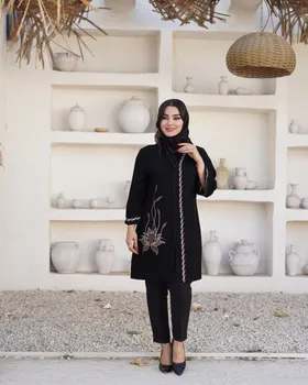 مانتو مدل گلدوزی گل شعله ای مدل ادیسا کد 2673