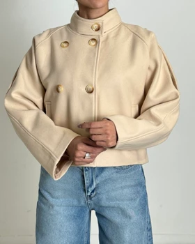 ترنچ کت یقه دکمه کد 100159 (استخوانی)