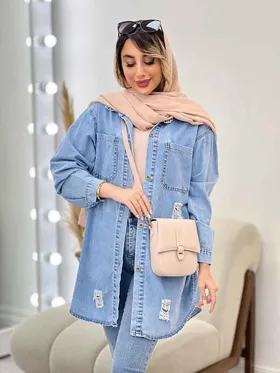 مانتو جین دو جیب زاپ‌دار تینا