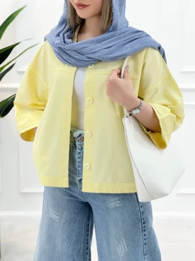 شومیز مانتو زنانه لینن یلدا - لیمویی