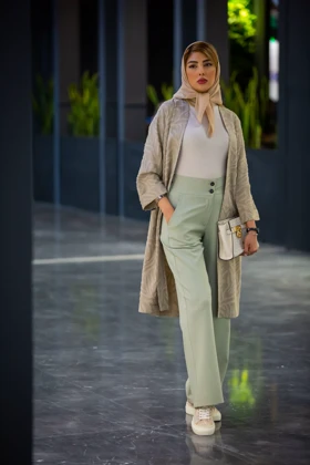 مانتو ژاکارد جیب هلال