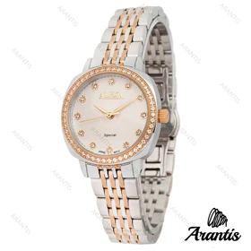 ساعت الکسا 2004z زنانه رزگلد سیلور دور نگین w-10139