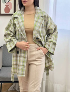 کت پشمی چهارخونه کد 3438