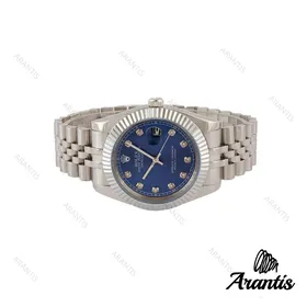 ساعت رولکس مردانه دیت جاست 2 سیلور صفحه آبی ایندکس نگین m-9535