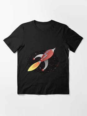 تیشرت Tintin طرح لوگو Cartoon rocket - space travel