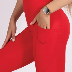 لگ اسلیم افکت جیب‌دار قرمز قد 75 - Agi Slim Effect Leggings Kırmızı