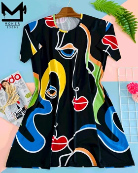 تونیک راحتی سایز بزرگ طرح چهره