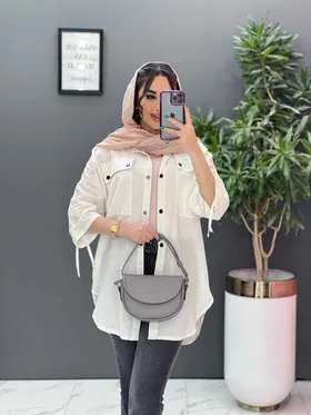 مانتو لینن آستین گت جلو دکمه