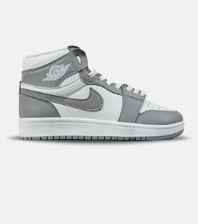 کفش کتانی ساق‌دار مردانه و زنانه سفید طوسی NIKE jordan 1 مدل 7826