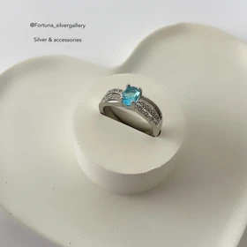 انگشتر تک نگین جواهری فیروزه ای زنانه برند ژوپینگ