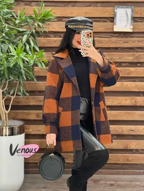 پالتو چهارخونه مغزی دوزی