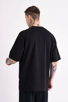 تیشرت مشکی مردانه Dama Patch Oversize M1966