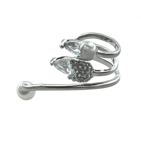 ایرکاف زنانه مدل لونرا طرح مروارید و نگین نقره‌ای