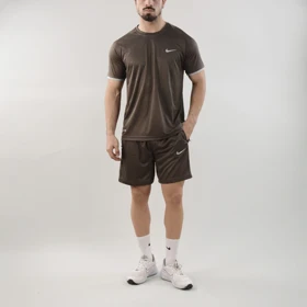 ست تیشرت و شلوارک ورزشی مردانه نایک مدل DS-4M1273 قهوه ای