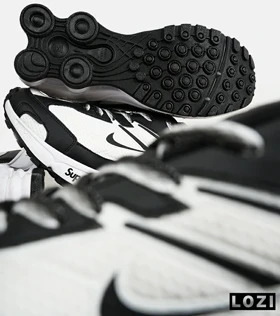 کفش کتانی مردانه سفید مشکی نایک NIKE x SUPREME shox ride 2