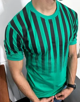 تیشرت جدید راه راه نخ پنبه با طرح و رنگ بندی خفن