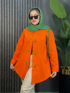 مانتو لینن گلدوزی کاکتوس کد 1633