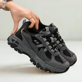 کتانی اسکیچرز لژدار مشکی دارک گری Skechers Platform Black Dark Gray Sneakers