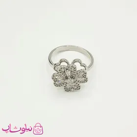 انگشتر دخترانه اسپینری (چرخان) مدل گل نقره ای