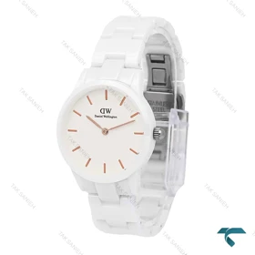 ساعت دنیل ولینگتون زنانه سرامیکی سفید ایندکس رزگلد DW-6330-L