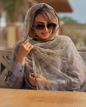 شال توری مخملی گل‌دار وارداتی 4142
