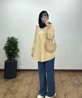 مانتو لینن گلدوزی پوپک